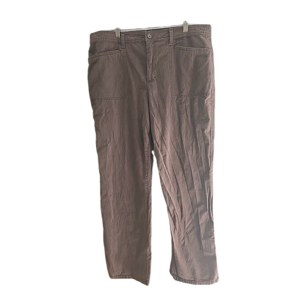Relativity Brown Chino Pinstripe Straight Leg High Rise Pants Womans Size‎ 16